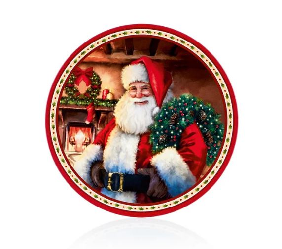 Red Santa with Wreaths Plate 40cm