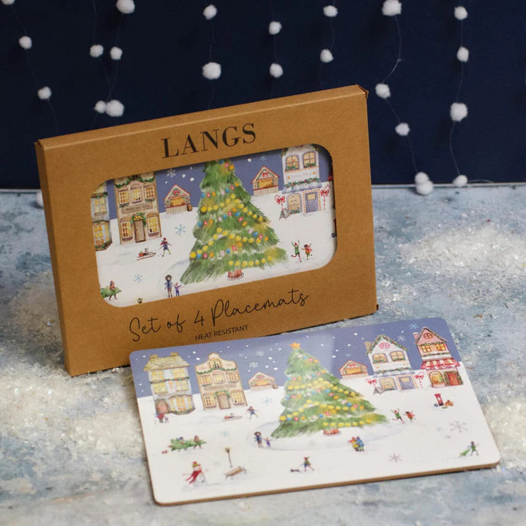Christmas Market Scene With Heat Resistant Placemats set of 4.