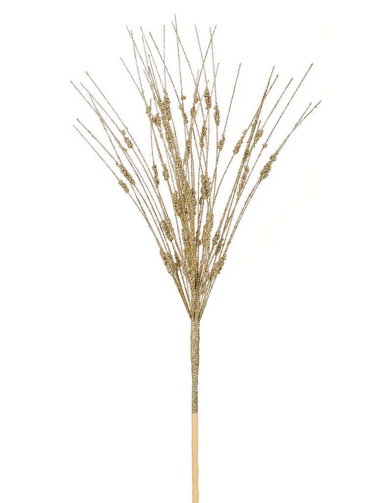 43cm Champagne Gold Beaded Glitter Burst Spray