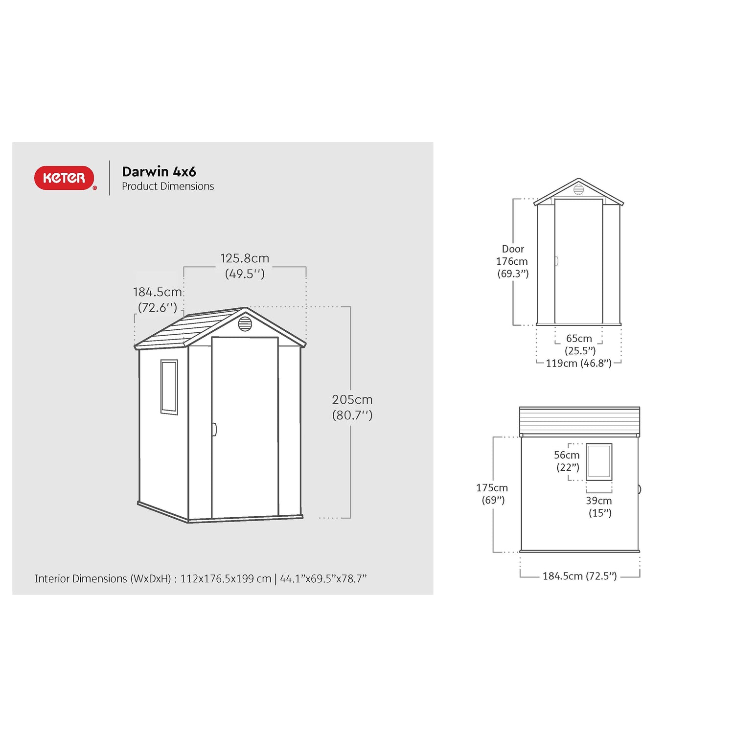 Darwin Wood Effect Garden Shed - 4x6ft