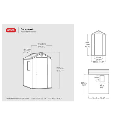 Darwin Wood Effect Garden Shed - 4x6ft
