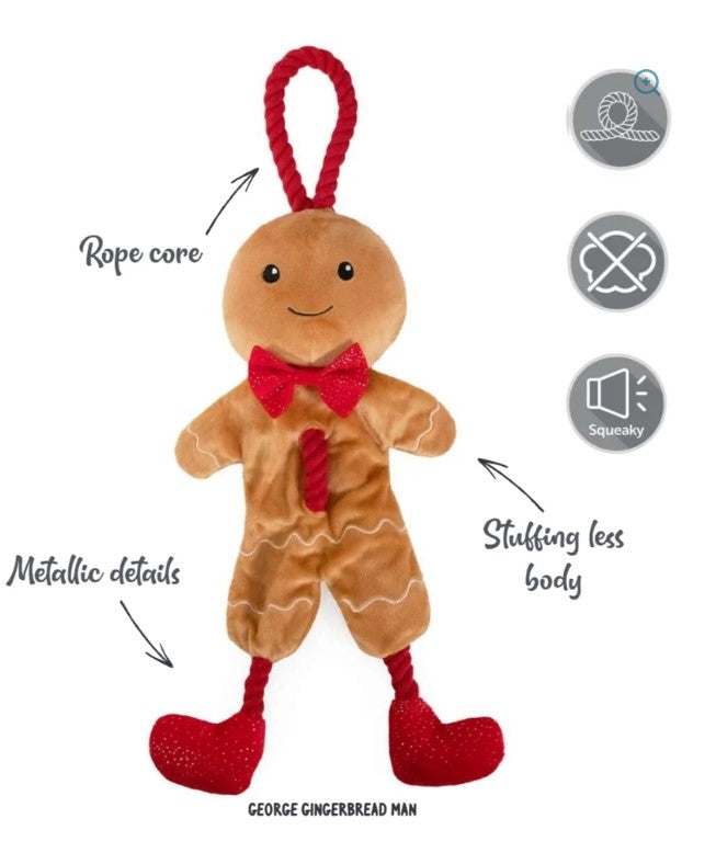 Cupid &amp; Comet George Gingerbread Man Dog Toy - 31cm