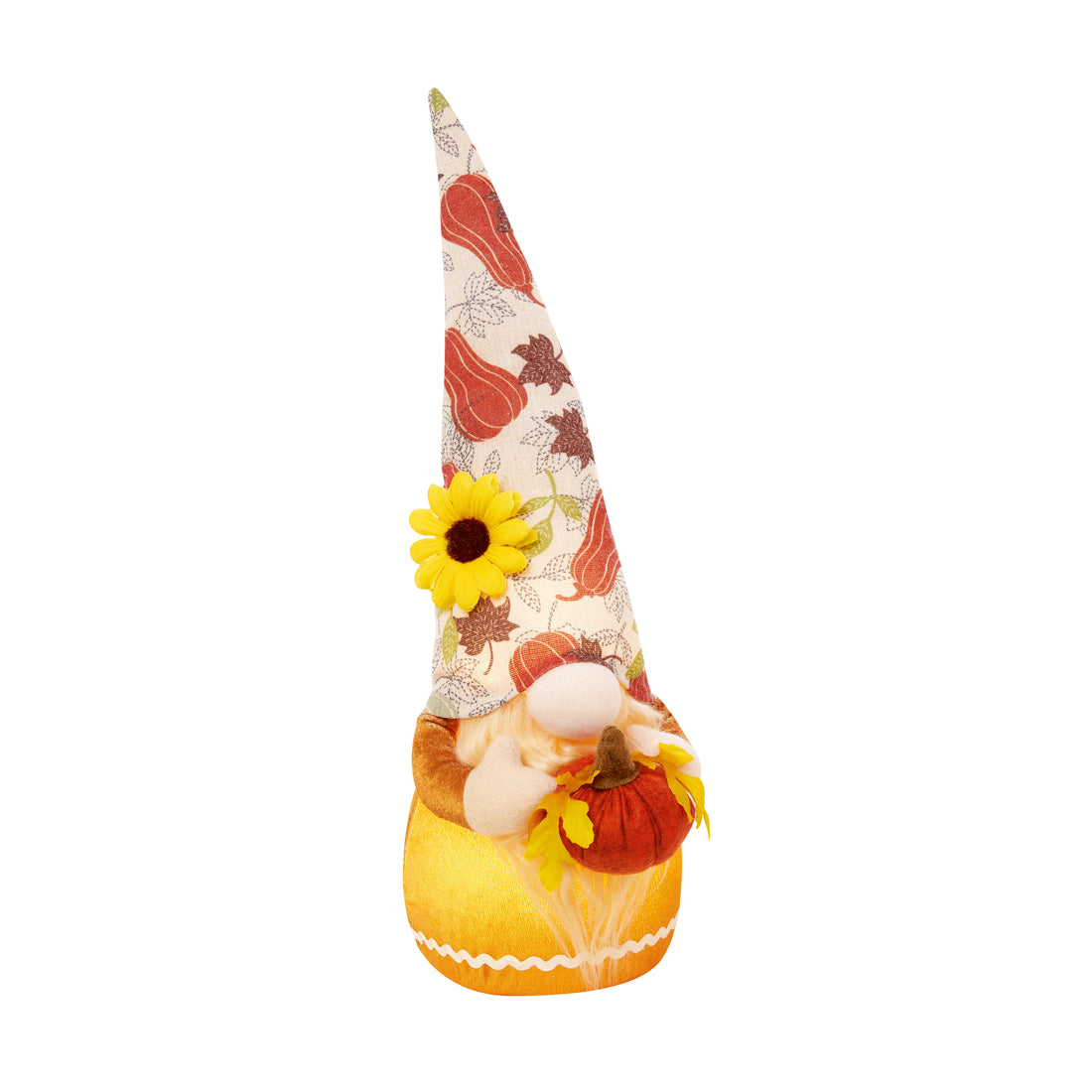 Battery Operated Sitting Gnome Harvest Look with Pumpkin - 40cm