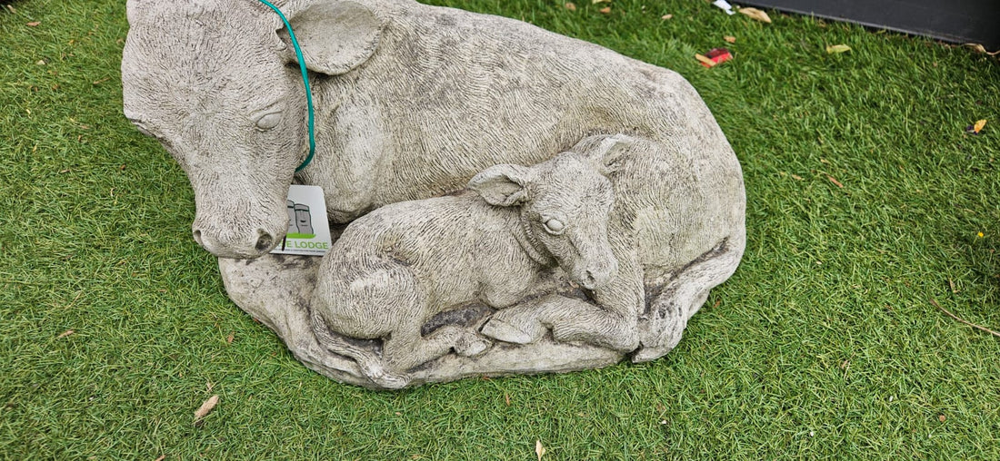 Cow Family Concrete Ornament - 25cm