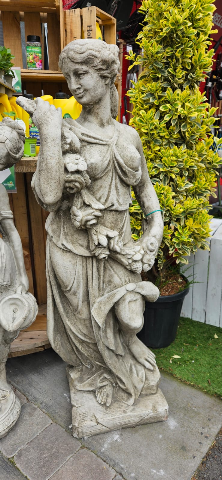 Large Rose Girl Concrete Garden Ornament - 125cm