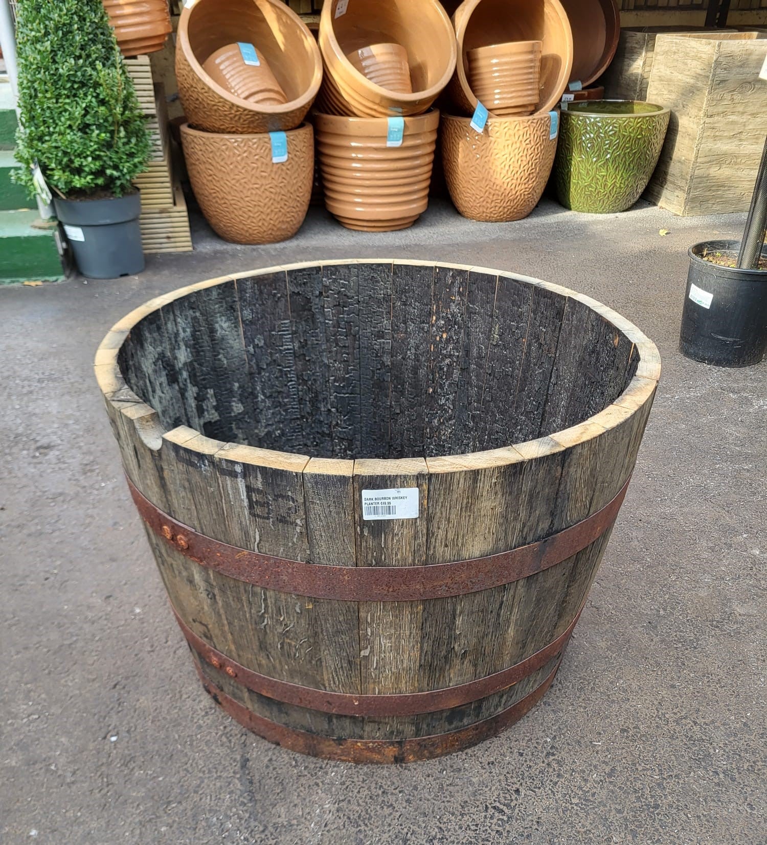 Recycled Bourbon Whiskey Planter - Dark