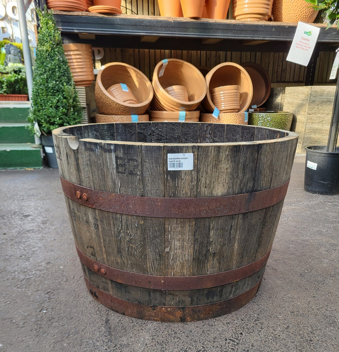 Recycled Bourbon Whiskey Planter - Dark