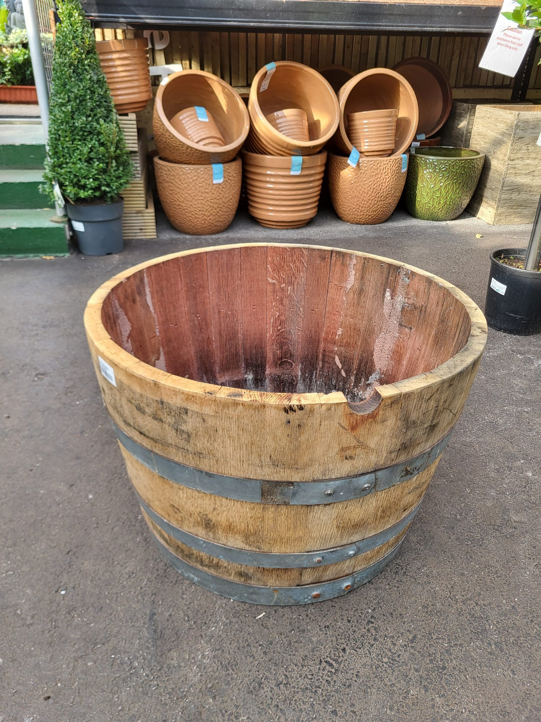 Recycled Wine Barrell Planter - Light