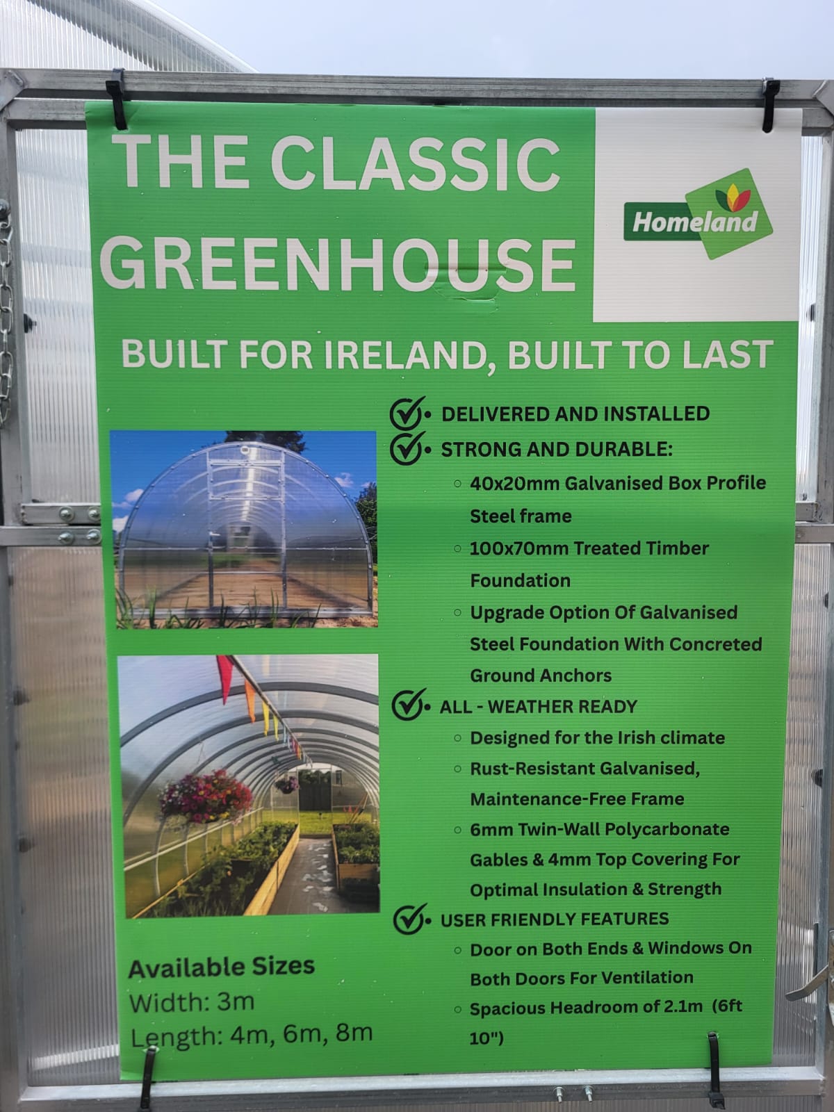 Classic Polycarbonate Greenhouse 3m X 6m