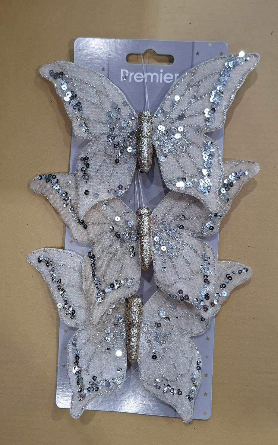 Set of 3 Gold Butterfly Clips - 14.5cm