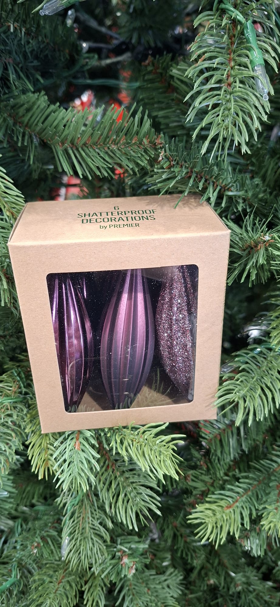 6 Piece Plum Shatterproof Droplet Decorations - 11cm