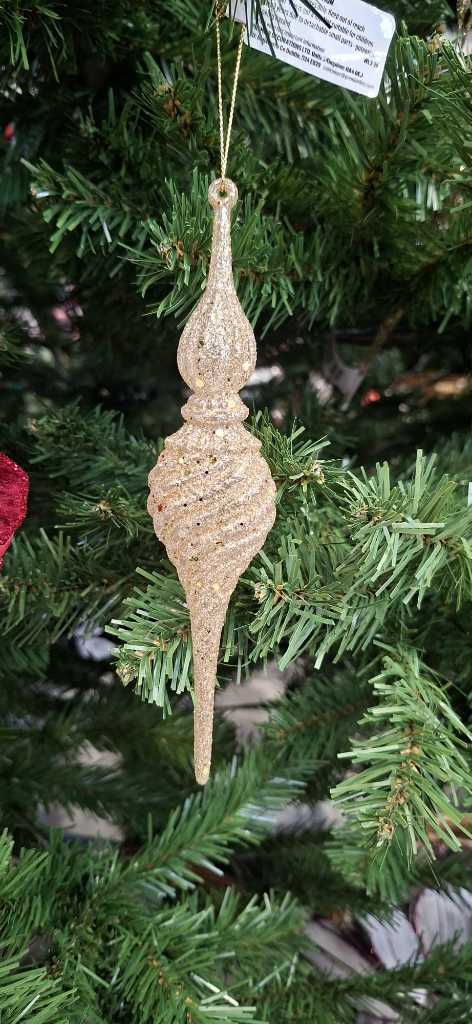 Champagne Gold Glitter Icicle Decoration - 19cm