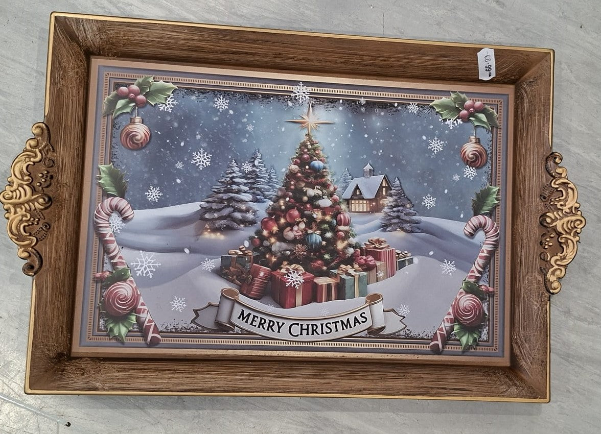 Merry Christmas Tree Scene Tray - 39 x25cm