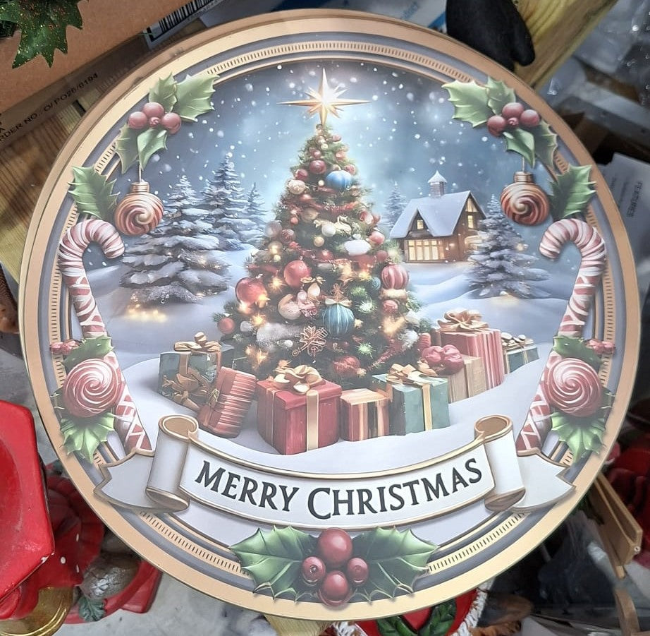 Merry Christmas Tree Scene Plate Charger - 40cm
