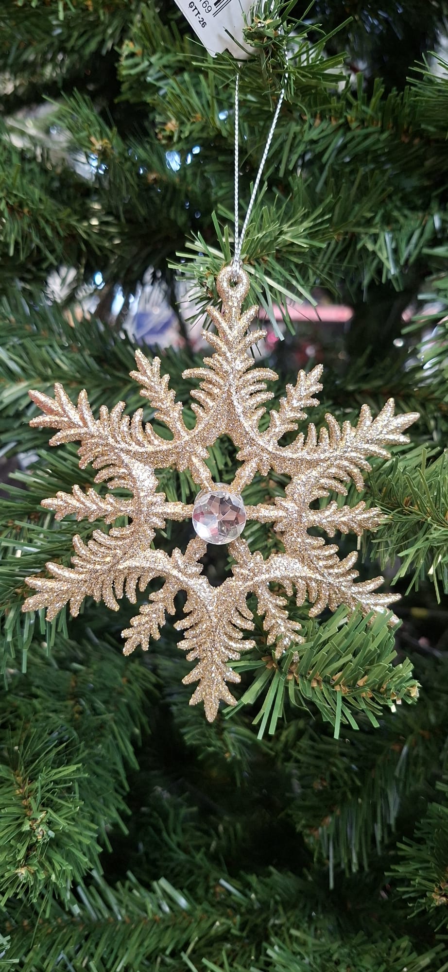 Champagne Gold Glitter Snowflake - 12cm