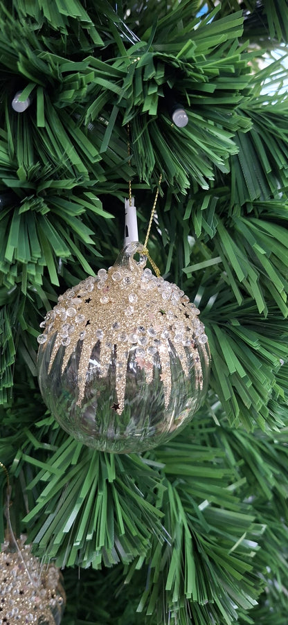 Clear Champagne Gold Beaded Glass - 80-130mm
