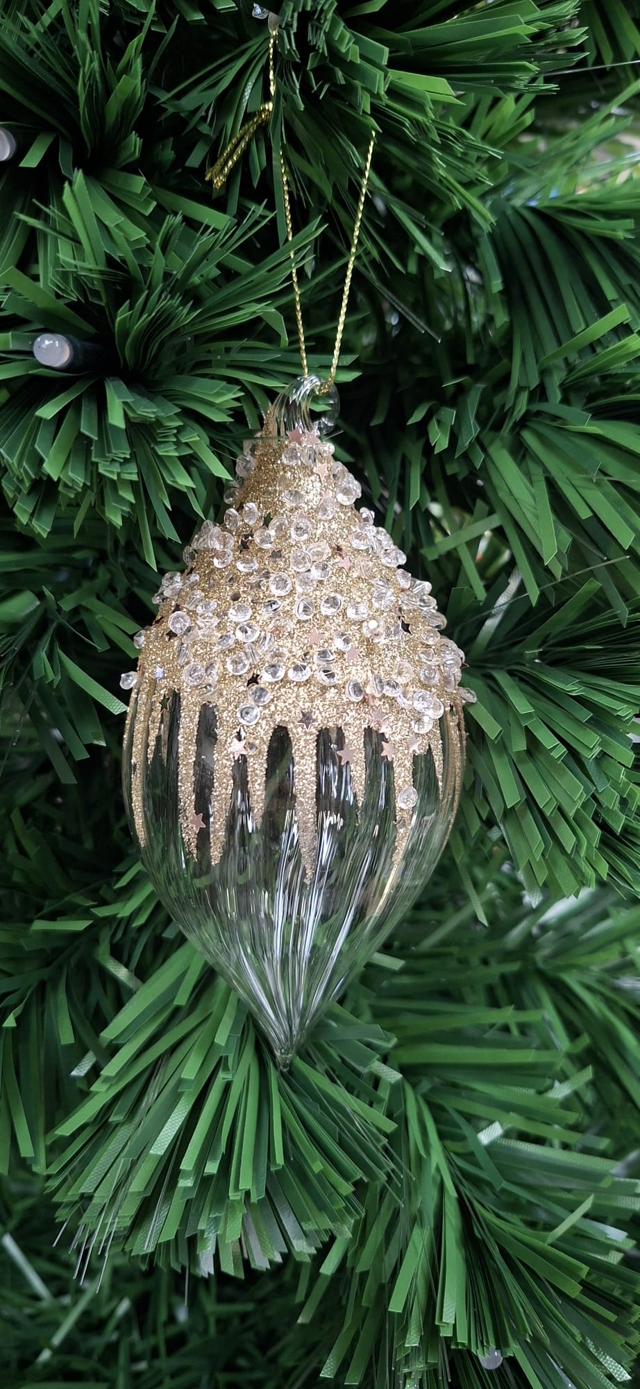 Clear Champagne Gold Beaded Glass - 80-130mm