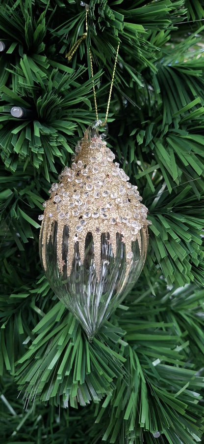 Clear Champagne Gold Beaded Glass - 80-130mm