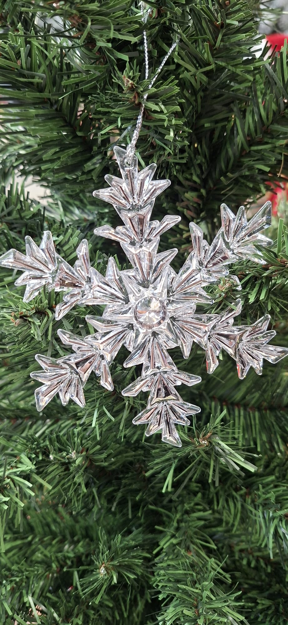 Silver Snowflake Hanging Decoration - 13cm