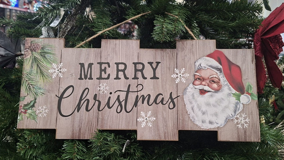 Lit Santa Plaque - 48 x21cm
