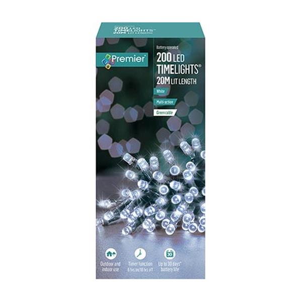 200 Multi Action Battery Operated White LED Lights