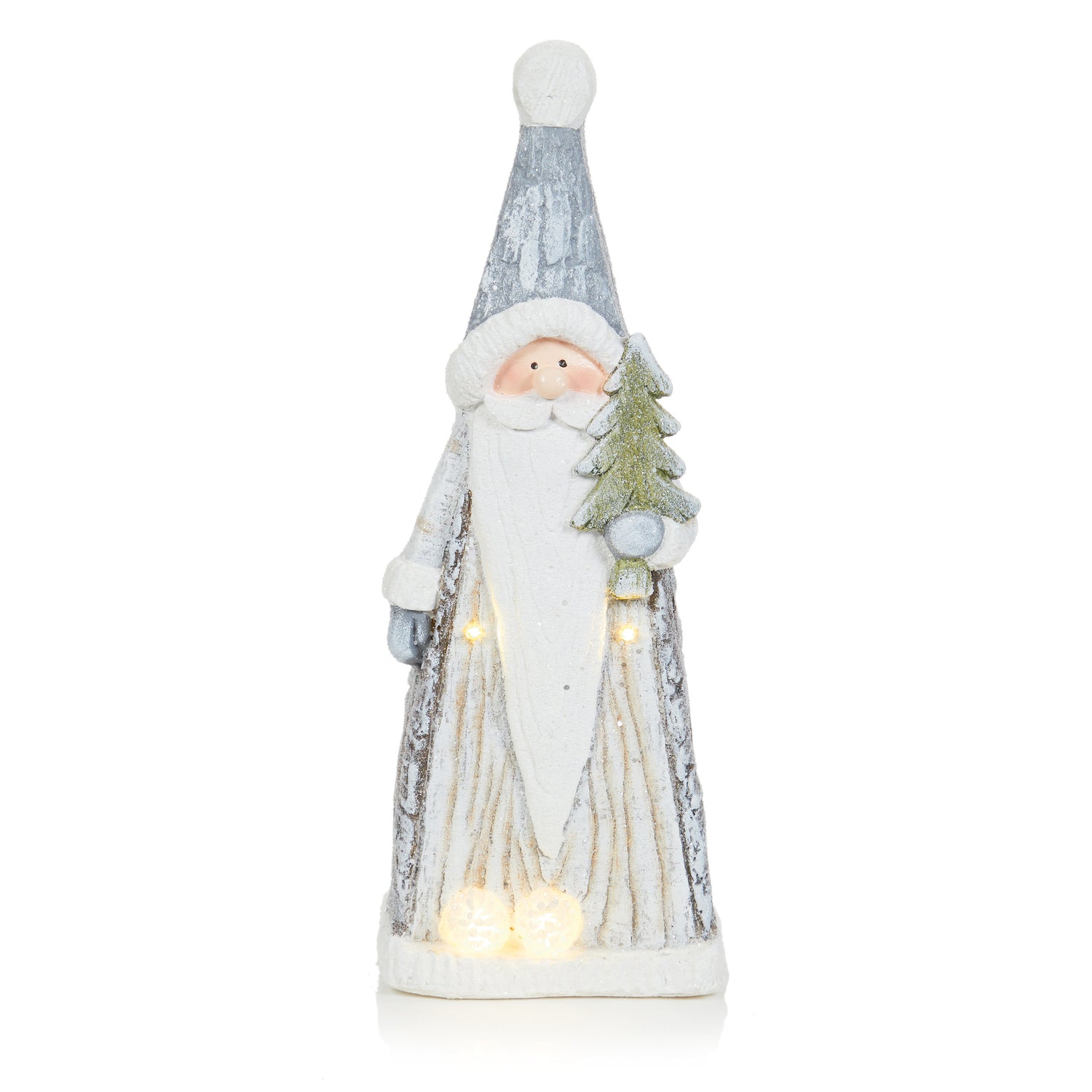 Lit Resin Grey Santa - 49cm