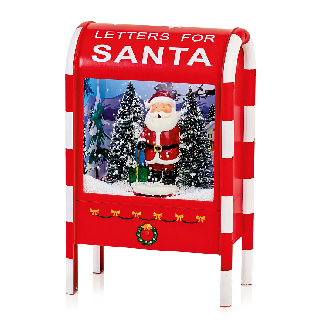 Battery Operated Lit Musical Santa Mail Box Snowblower - 33cm