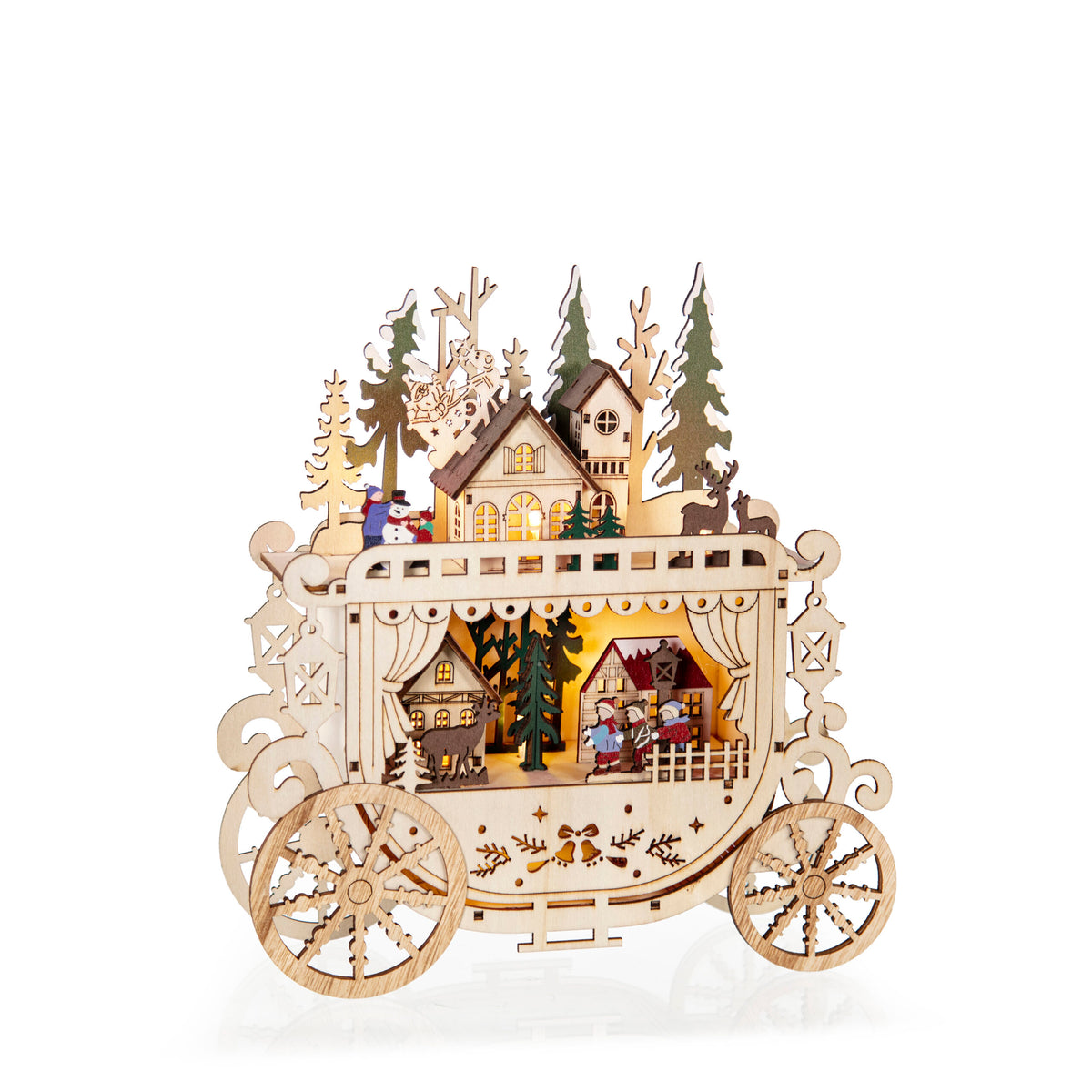 Wooden Carriage with Village - 25cm