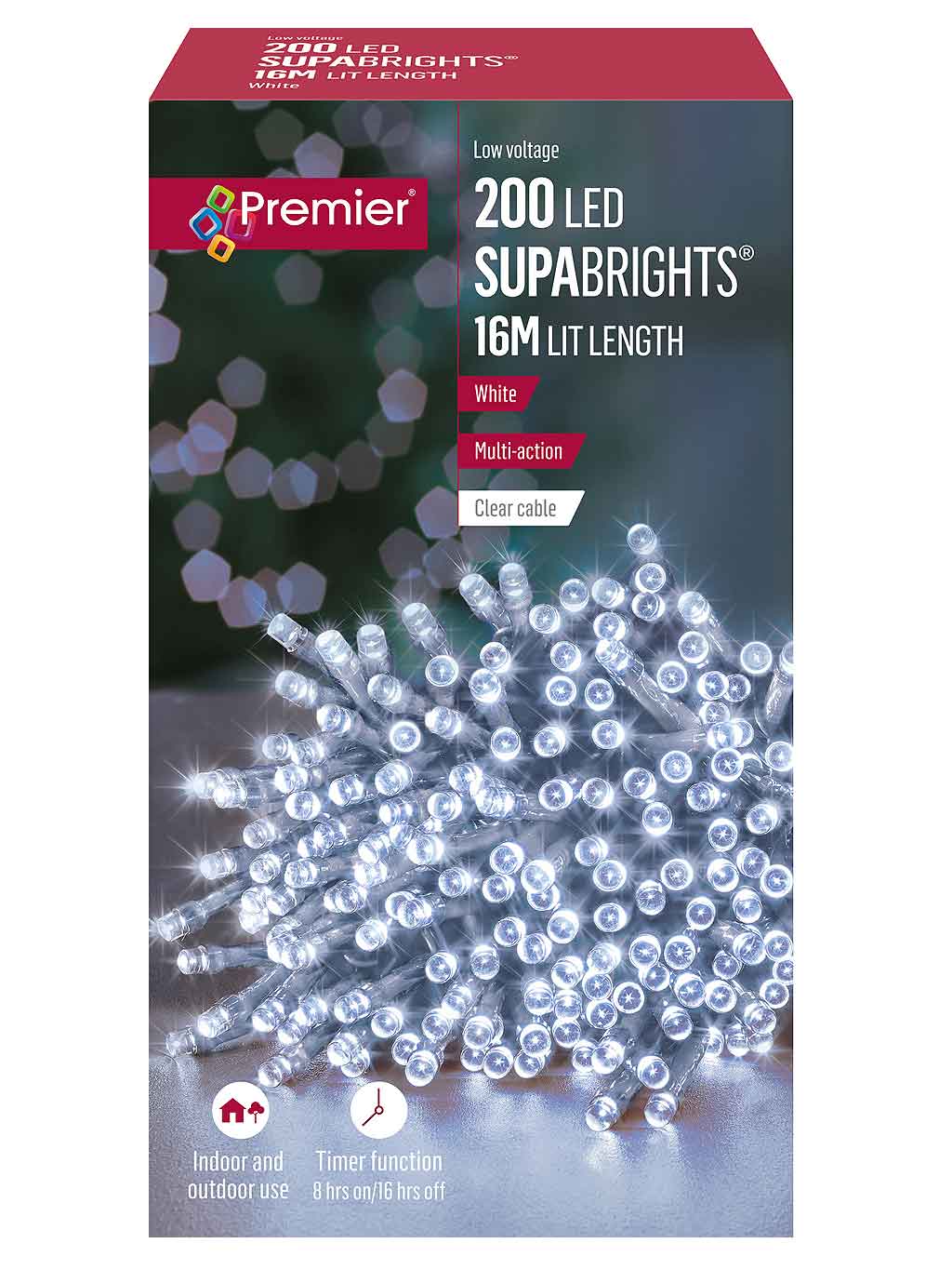 200 Multi Action LED Supabrights with Timer - White Lights