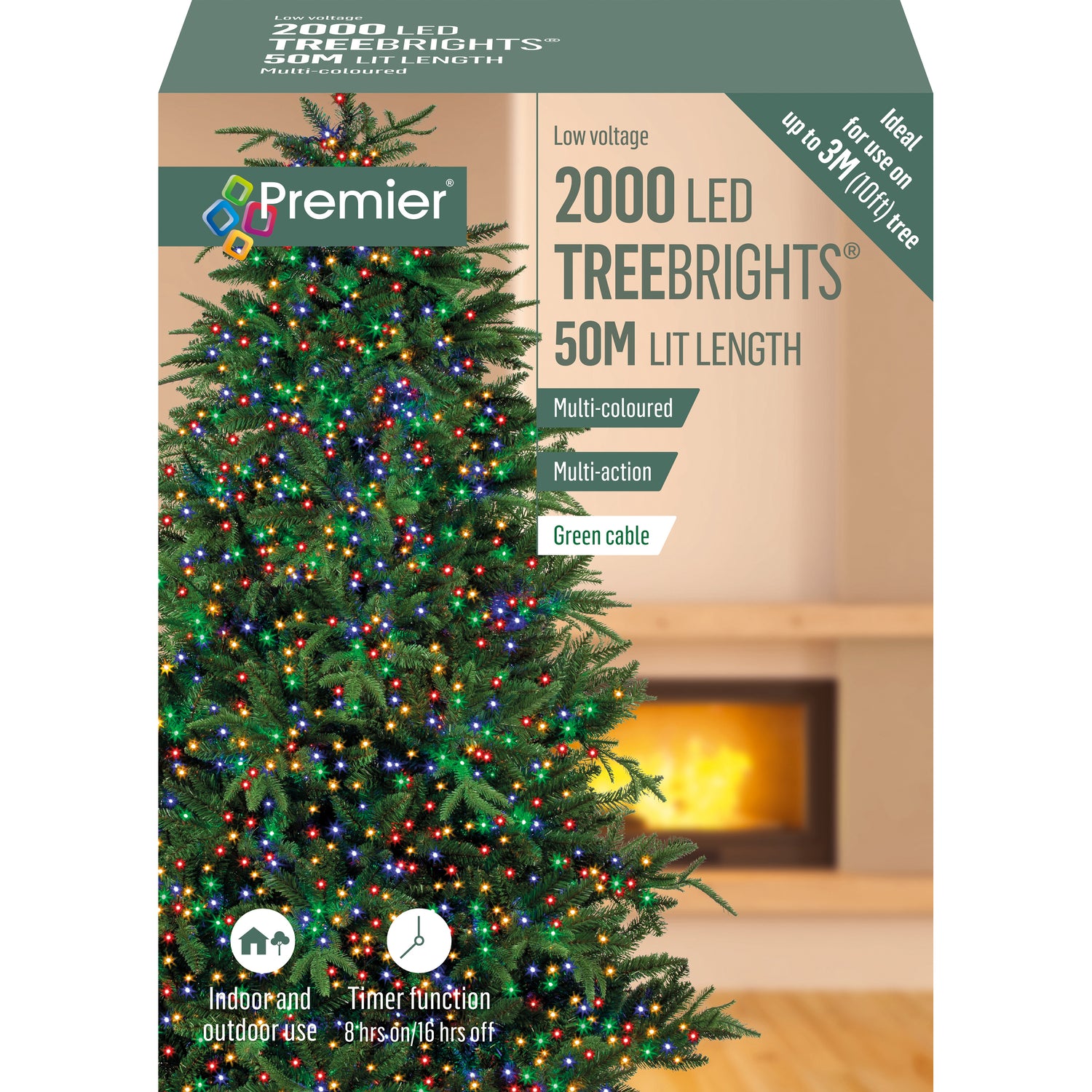2000 Multi Action Led TreeBrights with Timer - Multi-Coloured