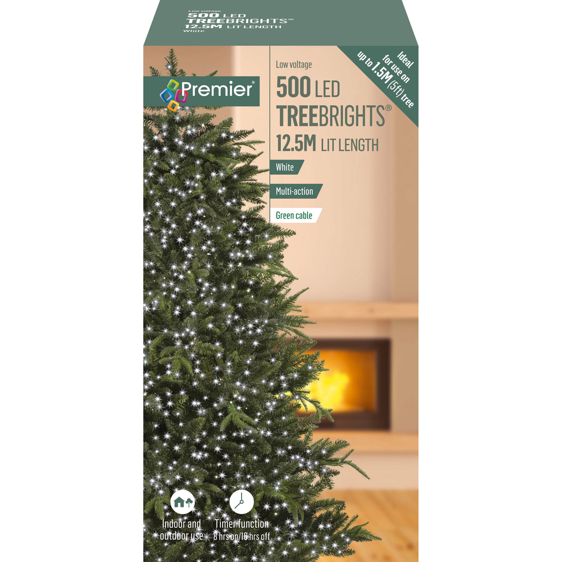 500 Multi Action LEDs TreeBrights with Timer - White