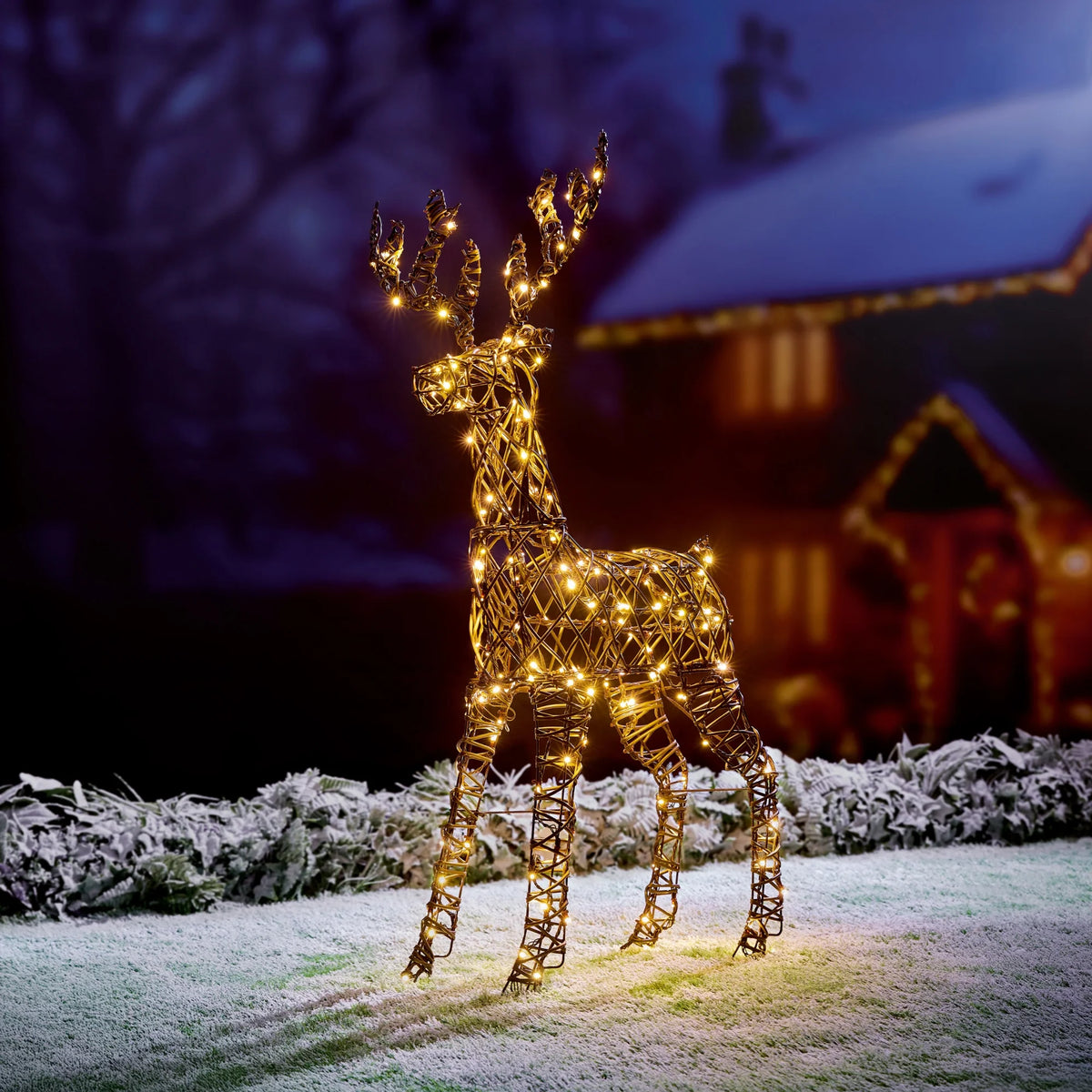1.1m Multi Action Lit Rustic Willow Stag