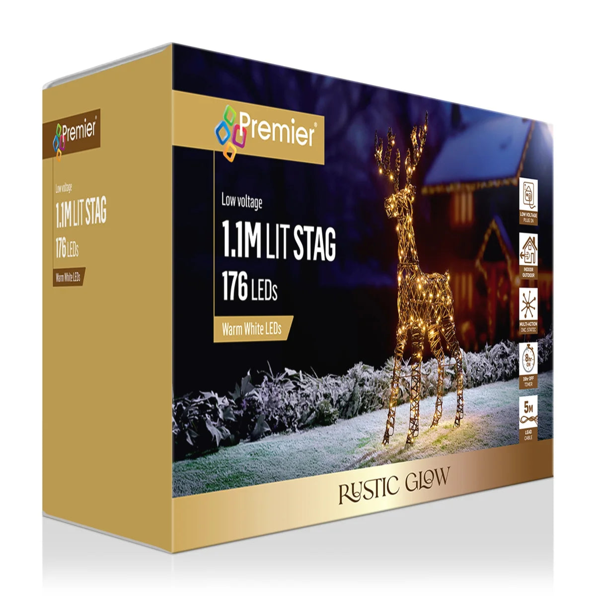 1.1m Multi Action Lit Rustic Willow Stag