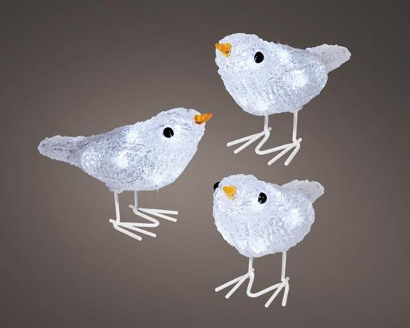 LED Acrylic Birds - Set of 3