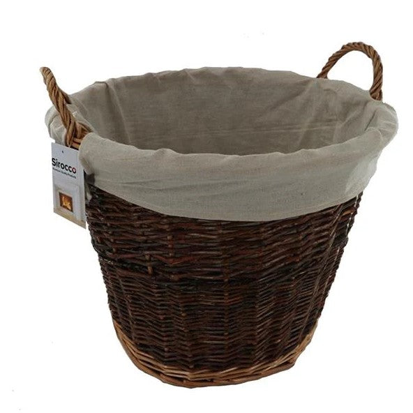 Sirocco Round Willow Log Basket with Canvas Liner