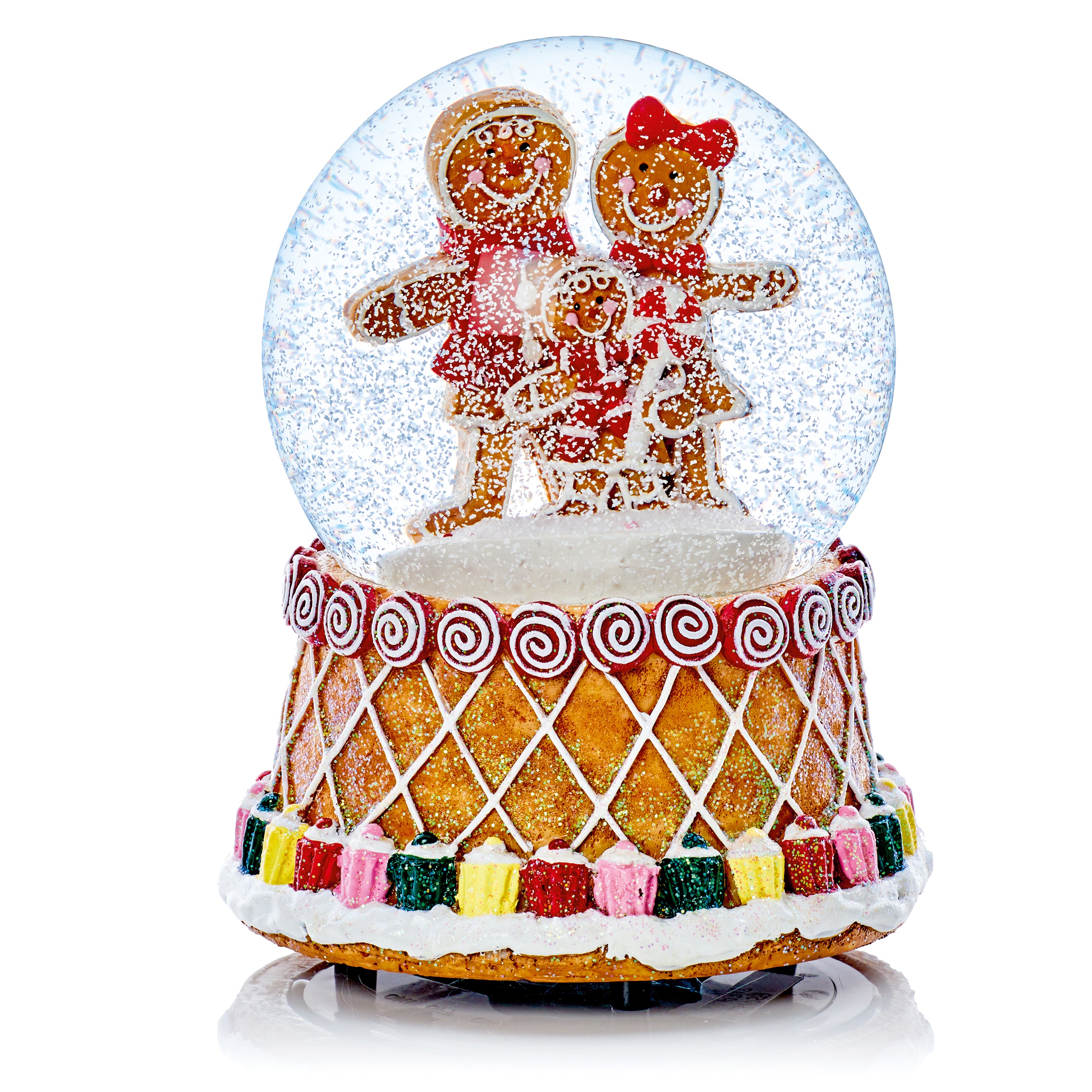 100mm Lit Battery Operated Music Gingerbread Globe