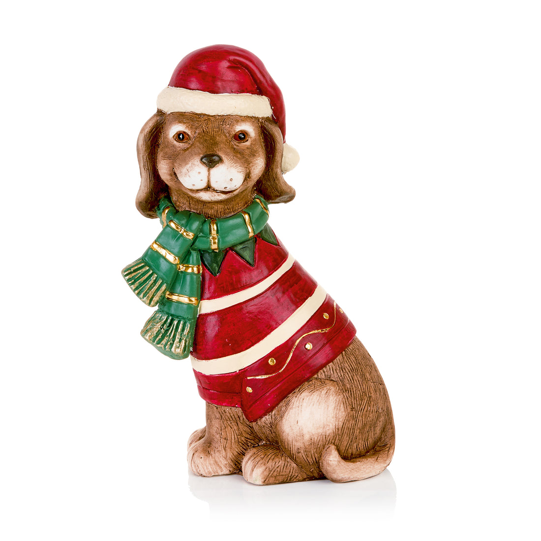 Sausage Dog with Red Jumper and Santa Hat - 35.5cm