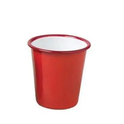 Enamel Tumbler Cup 8cm  - Red with White Rim