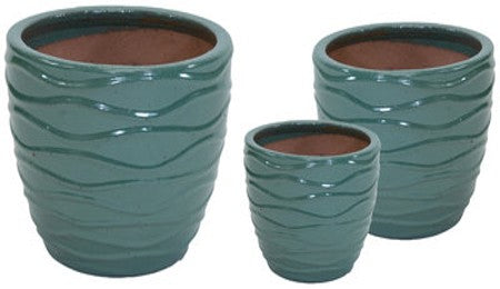 Glazed Hori Wave Celadon Ceramic Pot
