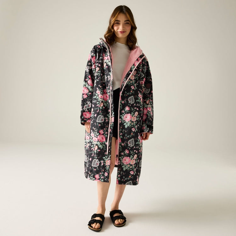 Regatta X Cath Kidston Adult Changing Robe - Black Hackney Rose