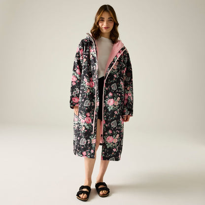 Regatta X Cath Kidston Adult Changing Robe - Black Hackney Rose