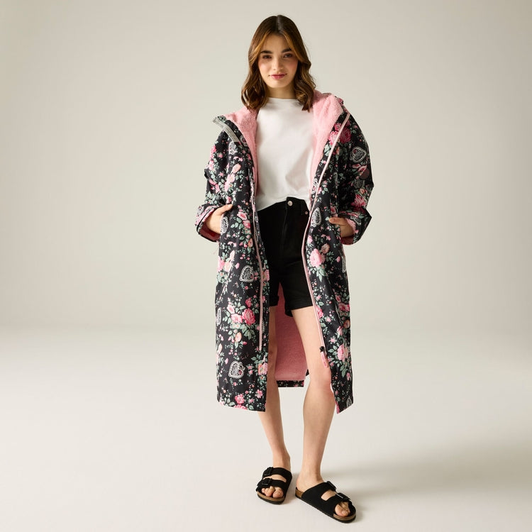 Regatta X Cath Kidston Adult Changing Robe - Black Hackney Rose
