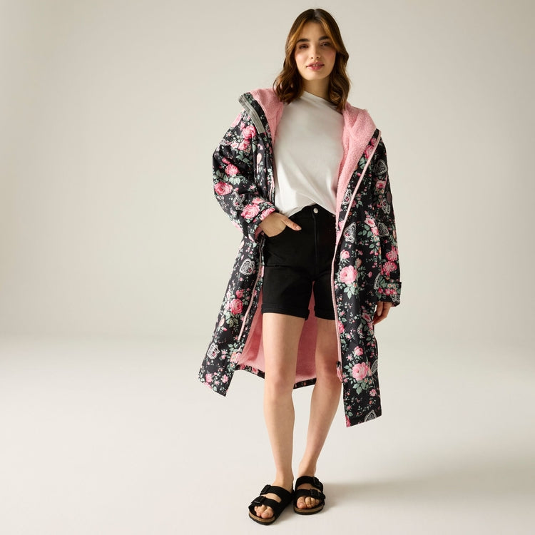 Regatta X Cath Kidston Adult Changing Robe - Black Hackney Rose