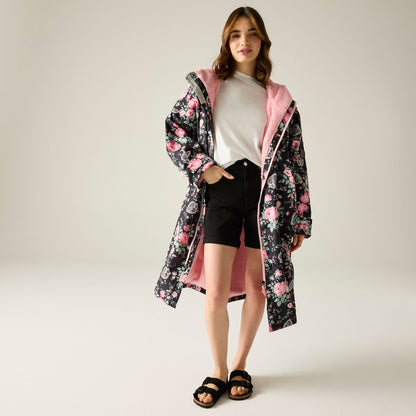 Regatta X Cath Kidston Adult Changing Robe - Black Hackney Rose