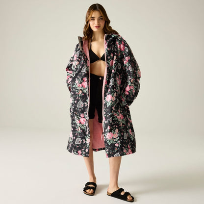 Regatta X Cath Kidston Adult Changing Robe - Black Hackney Rose