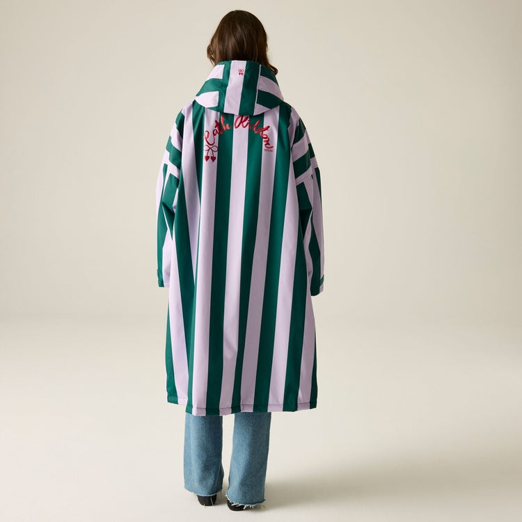 Regatta X Cath Kidston Adult Changing Robe - Lilac &amp; Green Candy Stripe