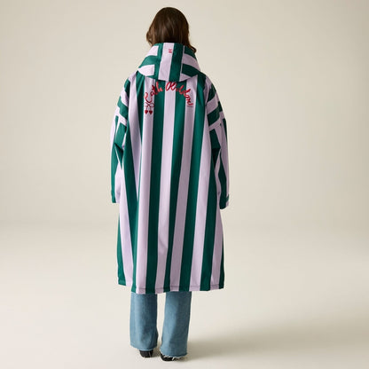 Regatta X Cath Kidston Adult Changing Robe - Lilac &amp; Green Candy Stripe
