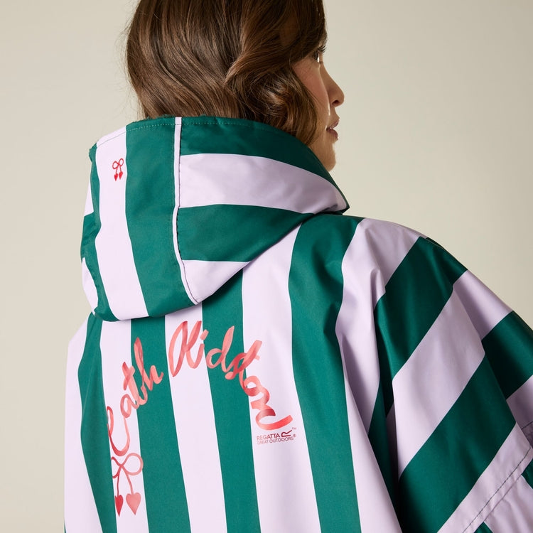 Regatta X Cath Kidston Adult Changing Robe - Lilac &amp; Green Candy Stripe