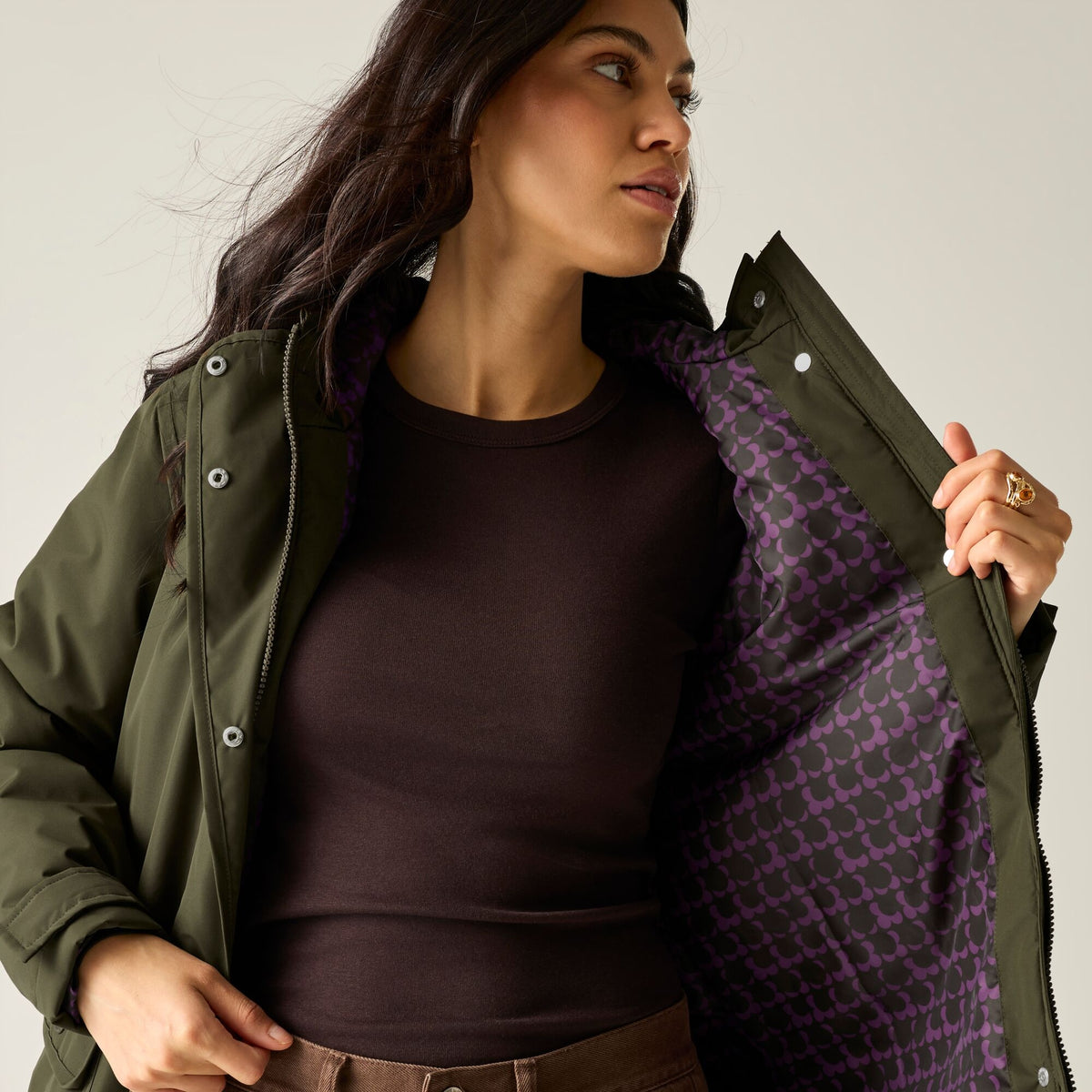 Regatta Orla Kiely Waterproof Insulated Jacket | Brown Shadow