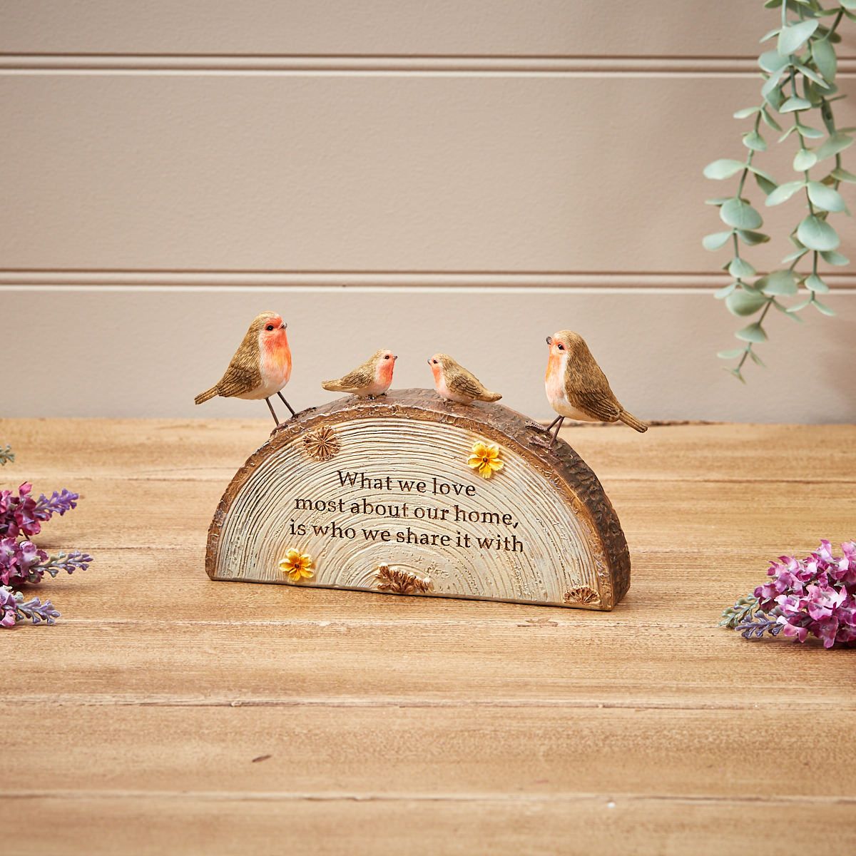 Robin Family Block on Bark Base Resin